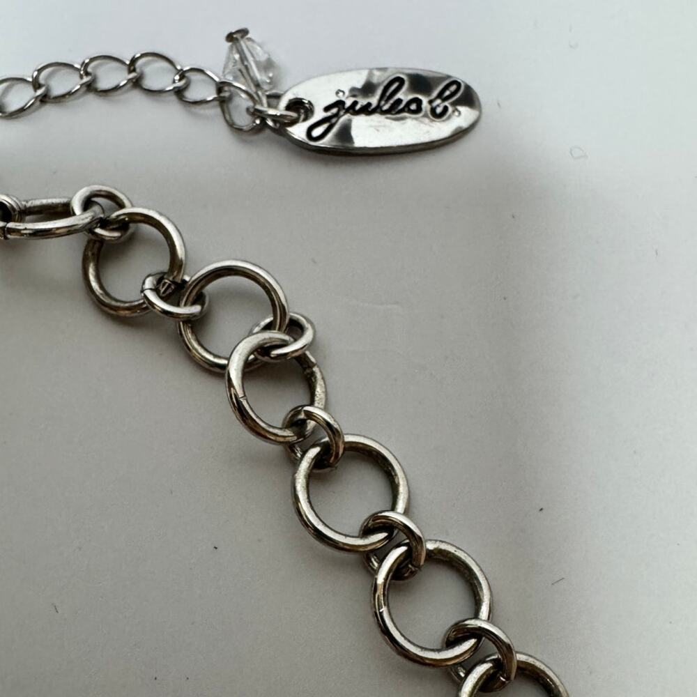VNTG Jules B. Silver Tone Hammered Disc Bib Statement Necklace Graduated Collar - Picture 3 of 5